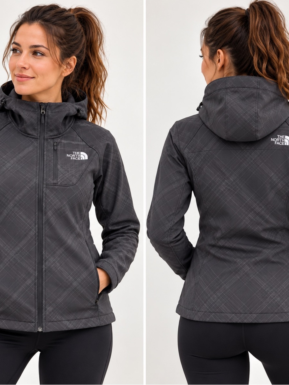 The North Face Women’s Dark Gray Hooded Ski Jacket